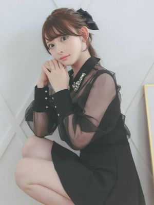 カップ付き キャミソール 長袖 シアーブラウス 襟デザイン スカパン セットアップドレス