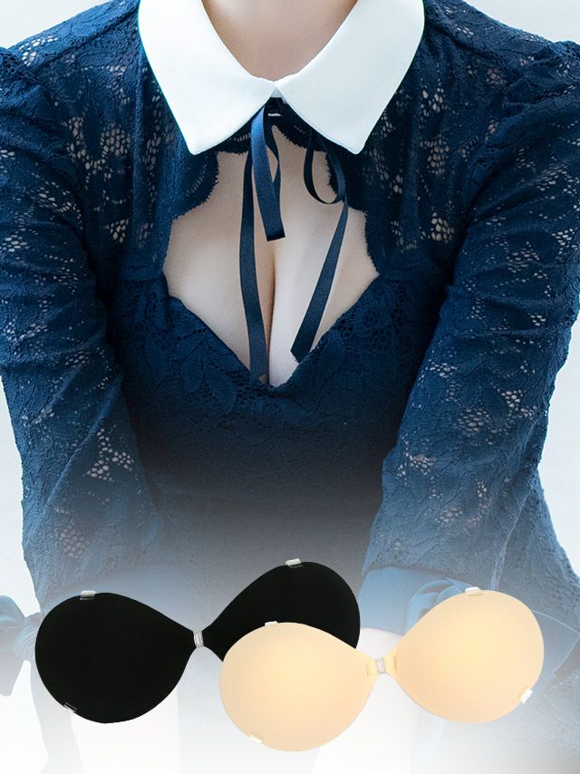 ブラ 透明ストラップ付き厚盛りボリュームアップヌードブラ